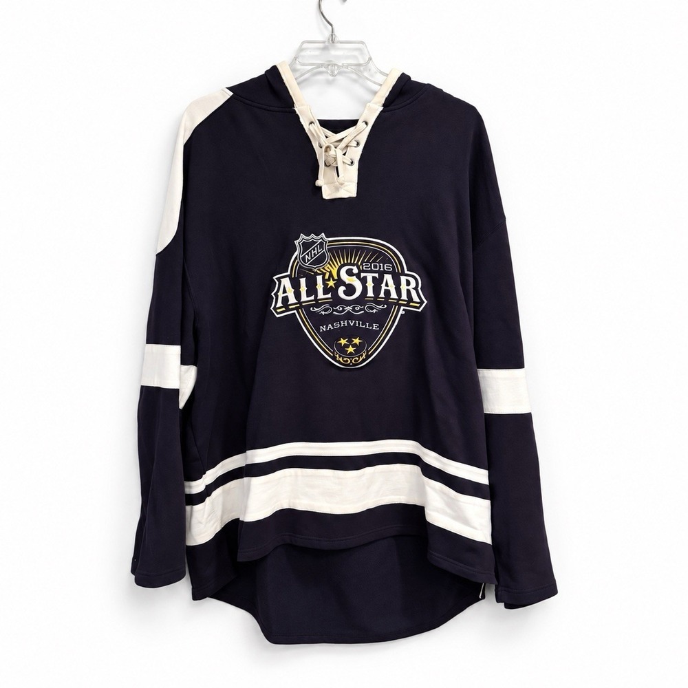 2016 NHL All Star Nashville Old Time Hockey Lace Up Hoodie 2XL XXL Navy